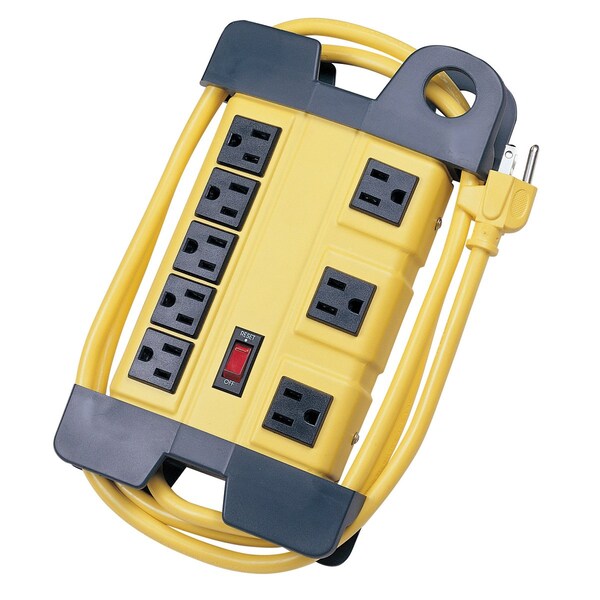 Hubbell Wiring Device-Kellems Outlet Strip, Surge, 5-15R, 6 ft., Yellow HBL8PS350YL - main
